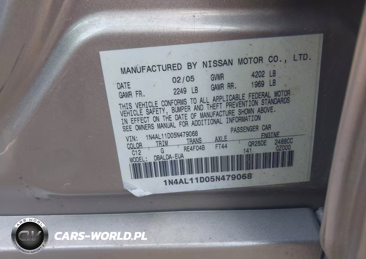 2005 Nissan Altima 2.5 S VIN:1N4AL11D05N479068 - 9