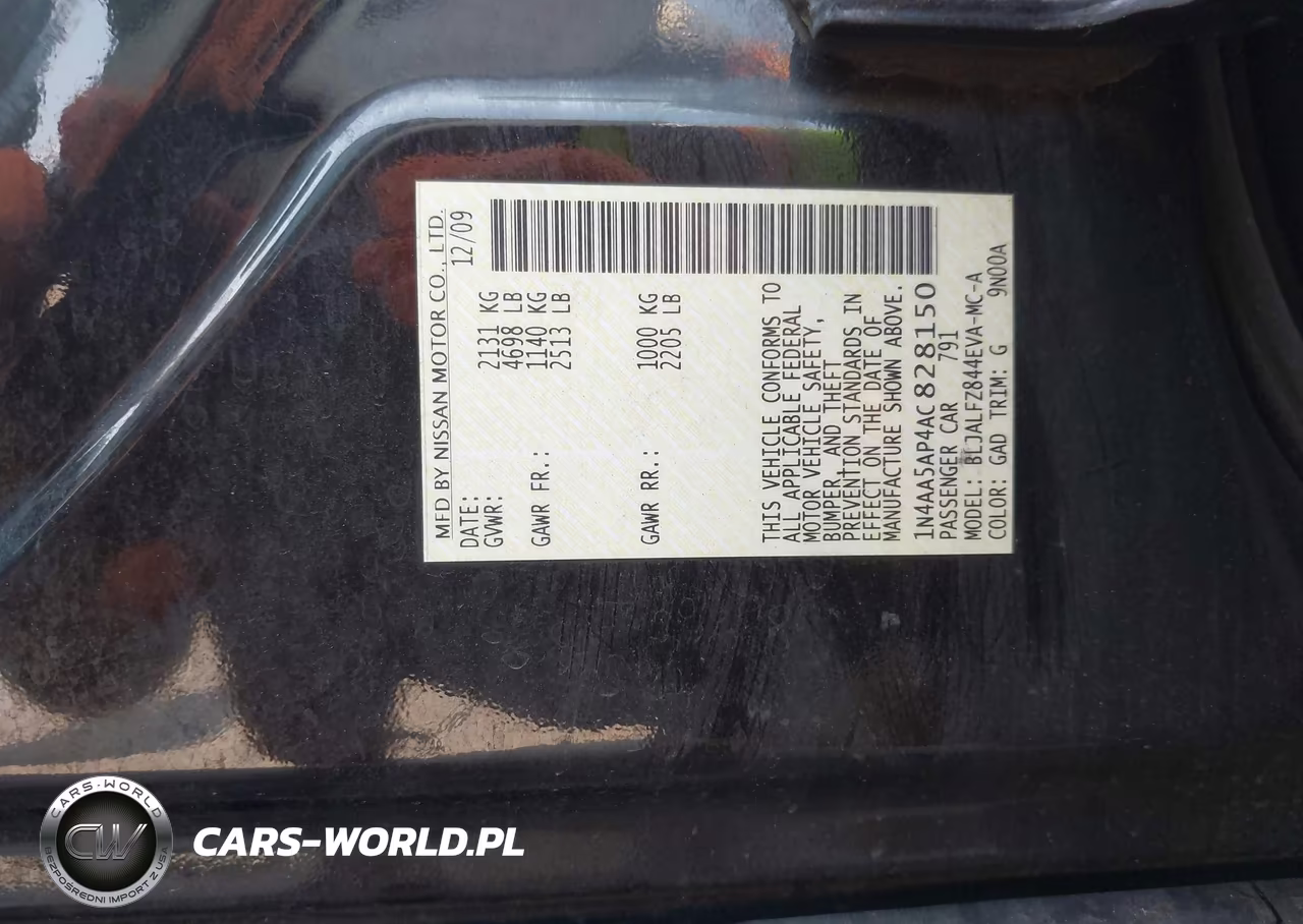 2010 Nissan Maxima 3.5 Sv VIN:1N4AA5AP4AC828150 - 9