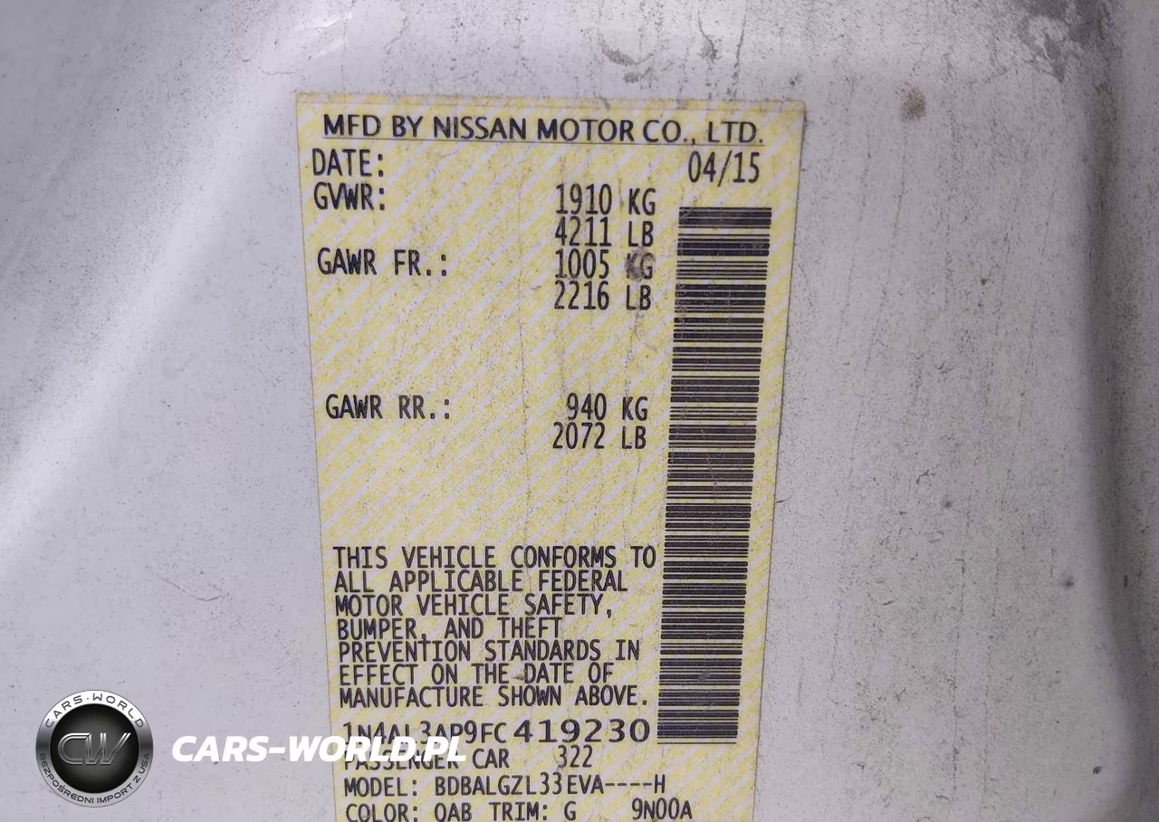 2015 Nissan Altima 2.5 S VIN:1N4AL3AP9FC419230 - 8