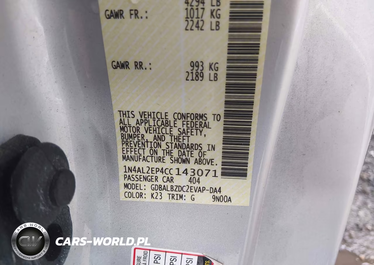 2012 Nissan Altima 2.5 S VIN:1N4AL2EP4CC143071 - 9