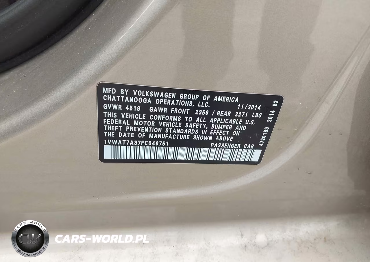 2015 Volkswagen Passat 1.8T S VIN:1VWAT7A37FC046751 - 9
