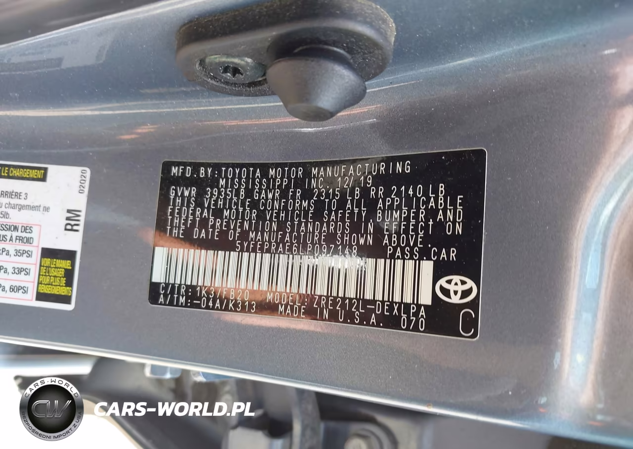 2020 Toyota Corolla Le VIN:5YFEPRAE6LP097148 - 9