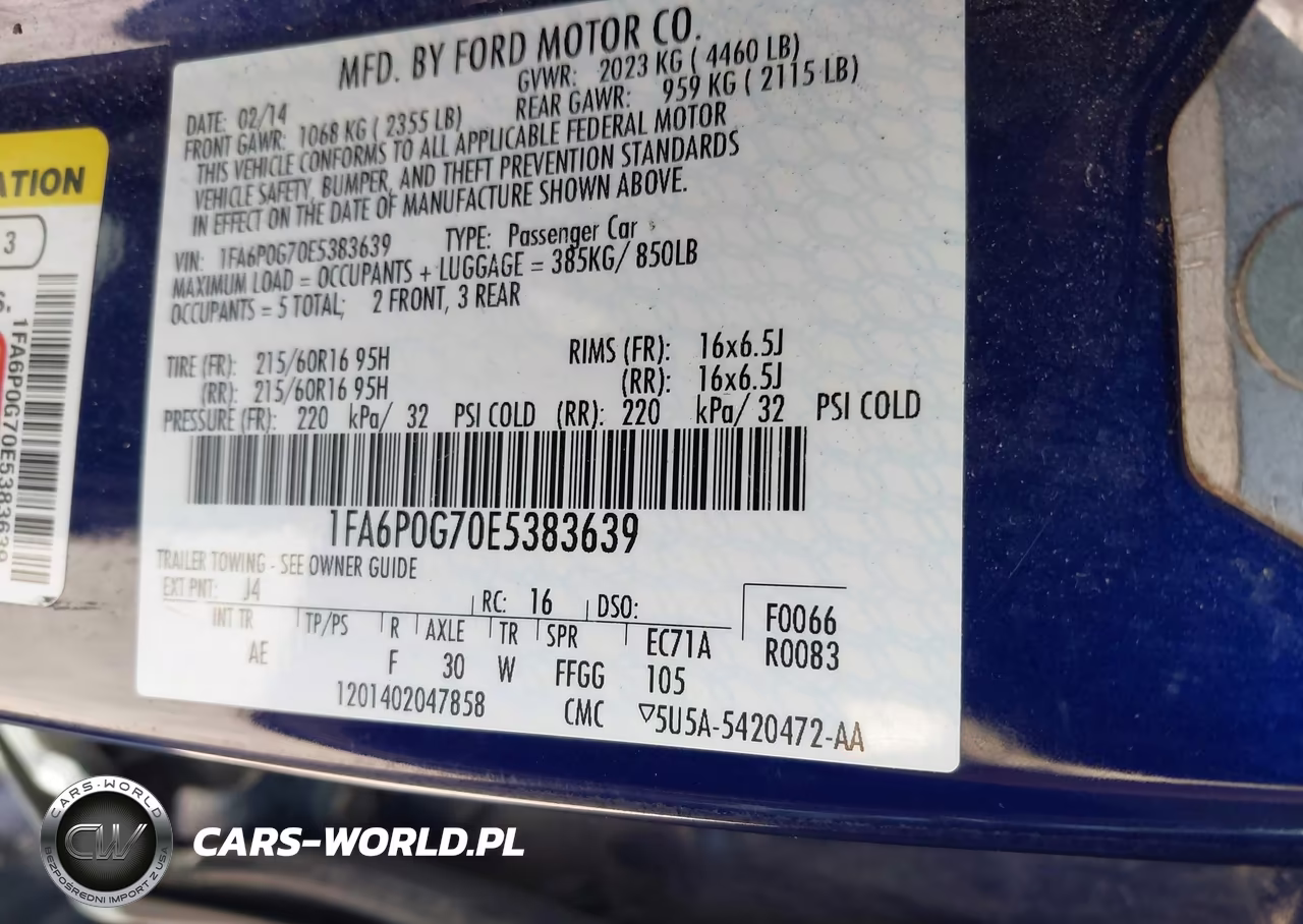 2014 Ford Fusion S VIN:1FA6P0G70E5383639 - 9