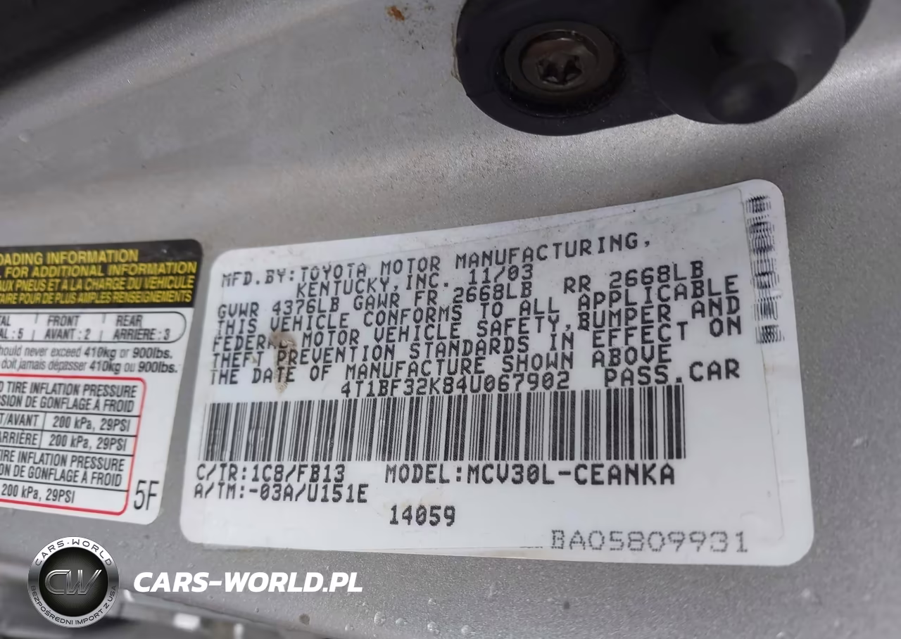 2004 Toyota Camry Le V6 VIN:4T1BF32K84U067902 - 9
