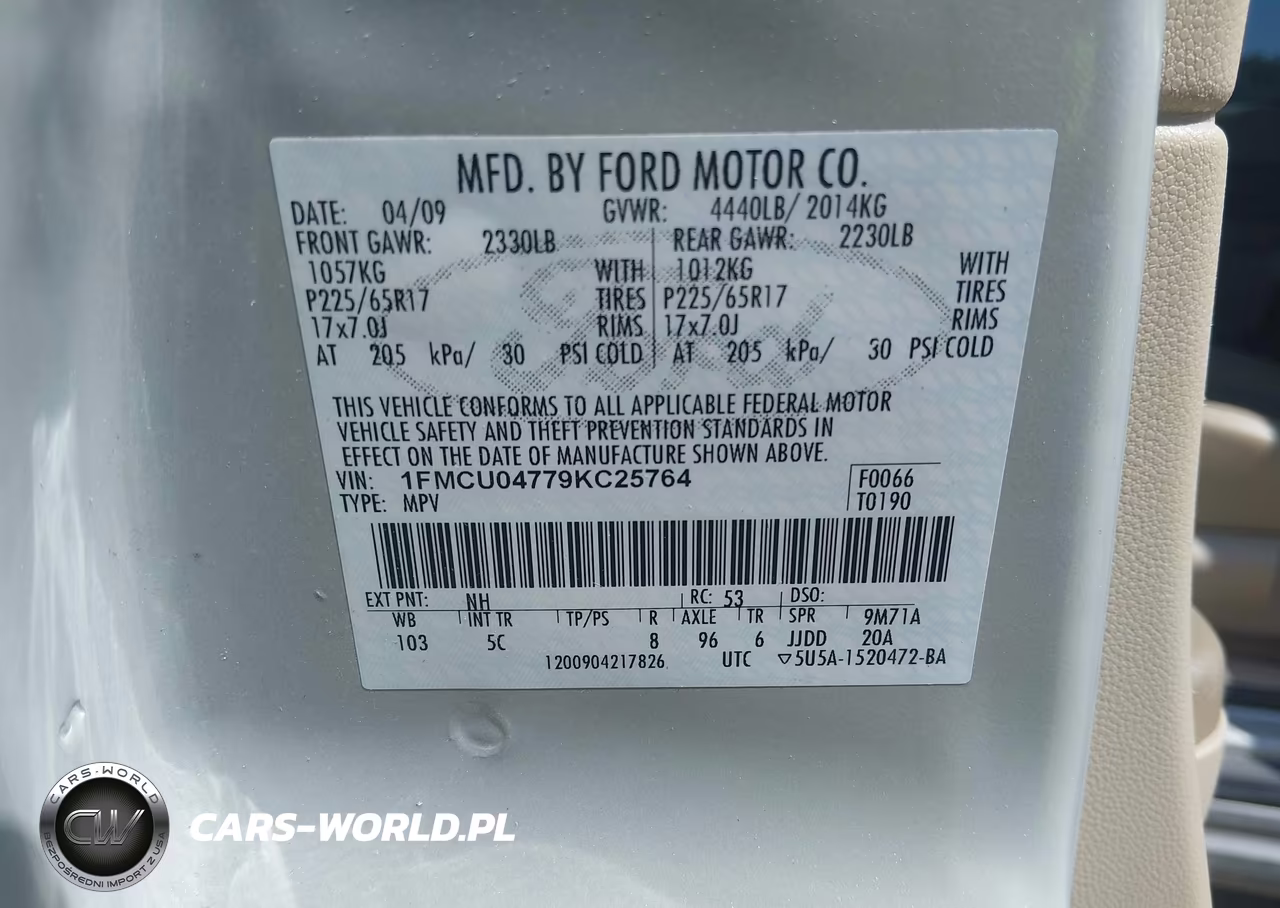 2009 Ford Escape Limited VIN:1FMCU04779KC25764 - 9