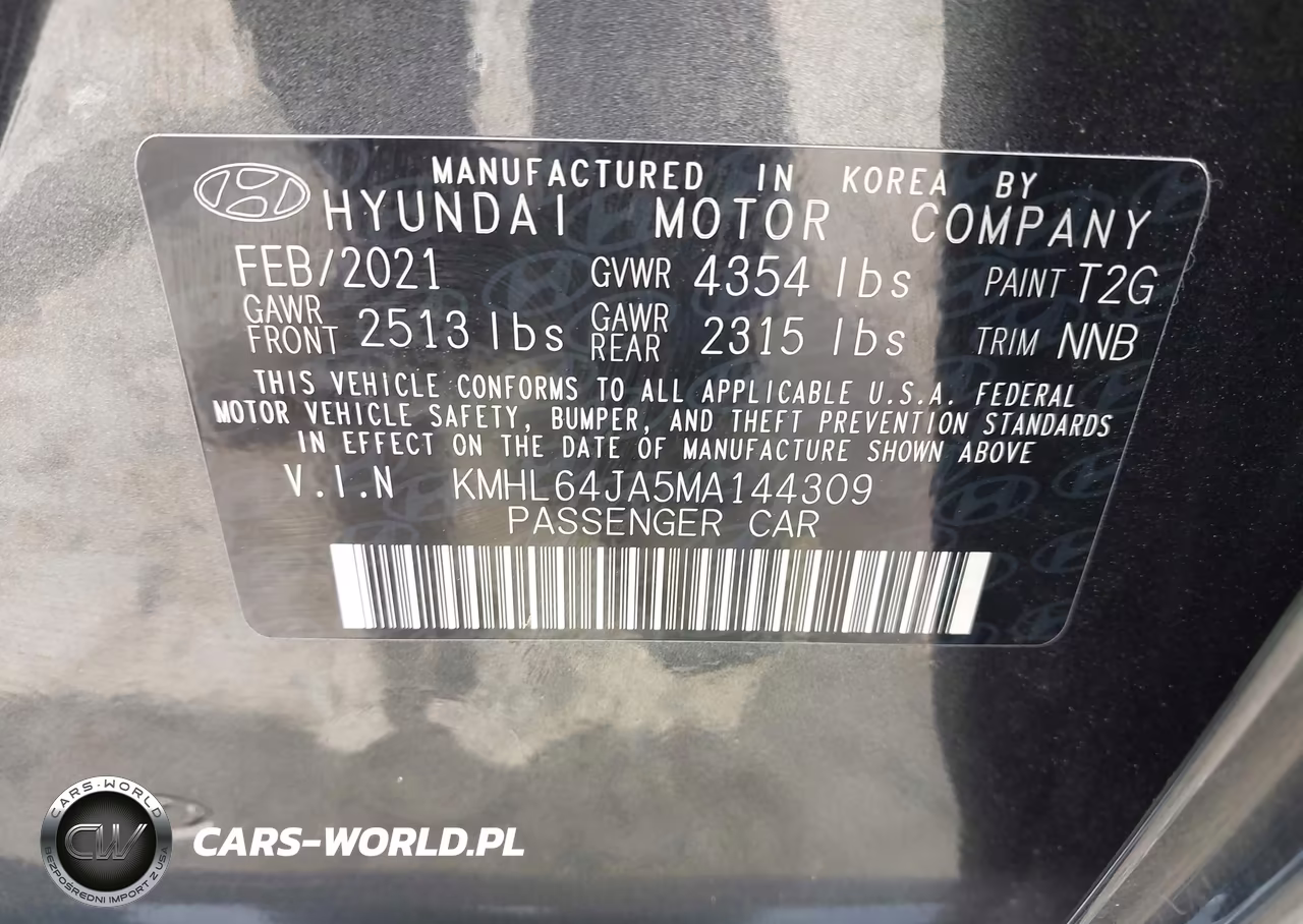 2021 Hyundai Sonata Sel VIN:KMHL64JA5MA144309 - 9