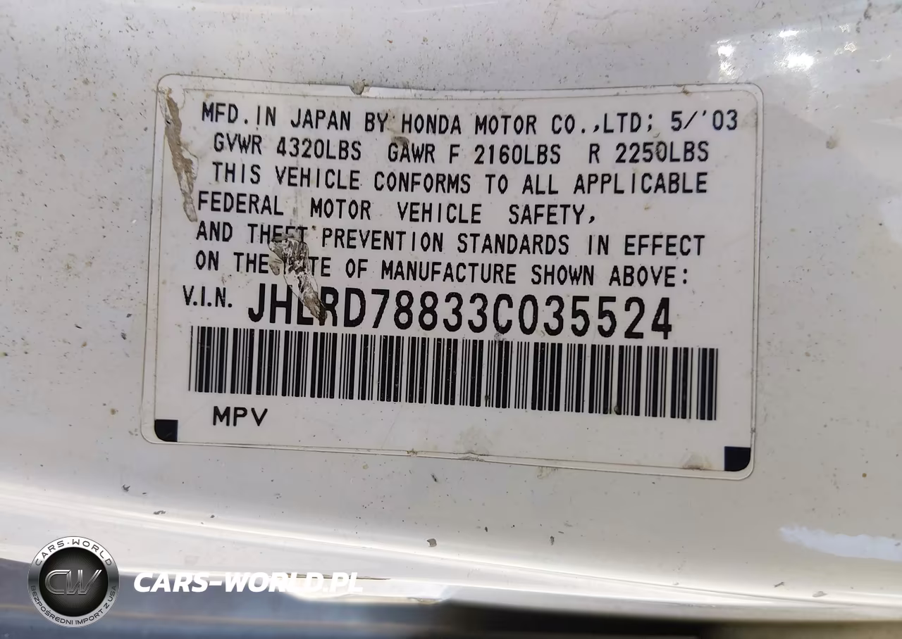 2003 Honda Cr-V Ex VIN:JHLRD78833C035524 - 9