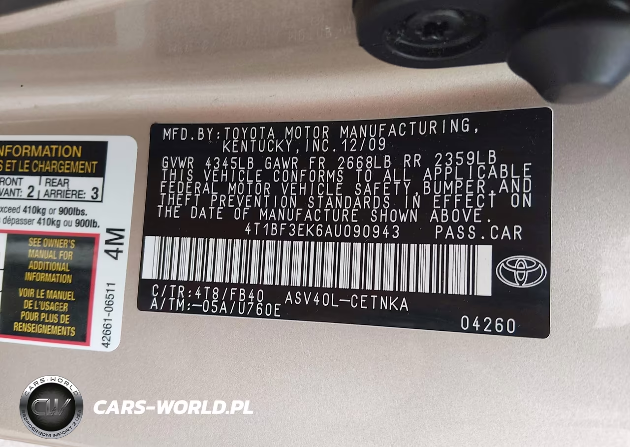 2010 Toyota Camry Le VIN:4T1BF3EK6AU090943 - 9