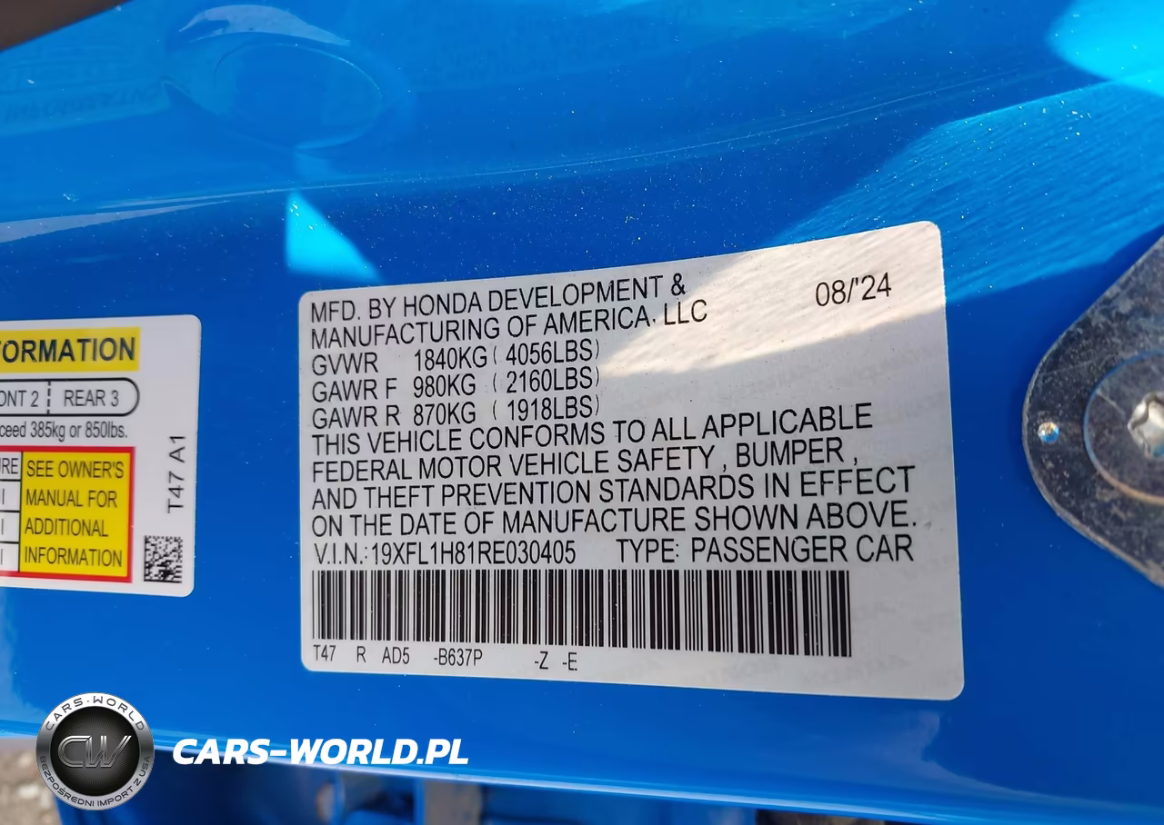 2024 Honda Civic Sport Touring VIN:19XFL1H81RE030405 - 9