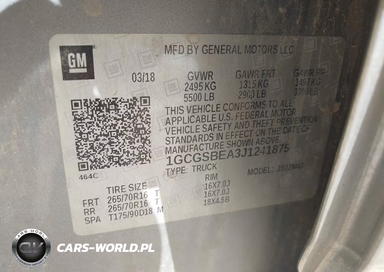 2018 Chevrolet Colorado Wt VIN:1GCGSBEA3J1241875 - 9