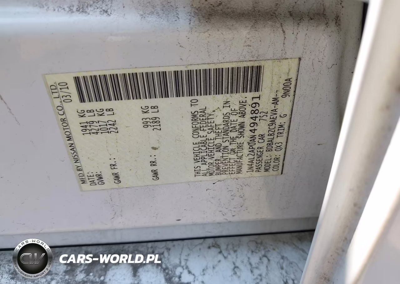 2010 Nissan Altima 2.5 S VIN:1N4AL2AP0AN494891 - 9