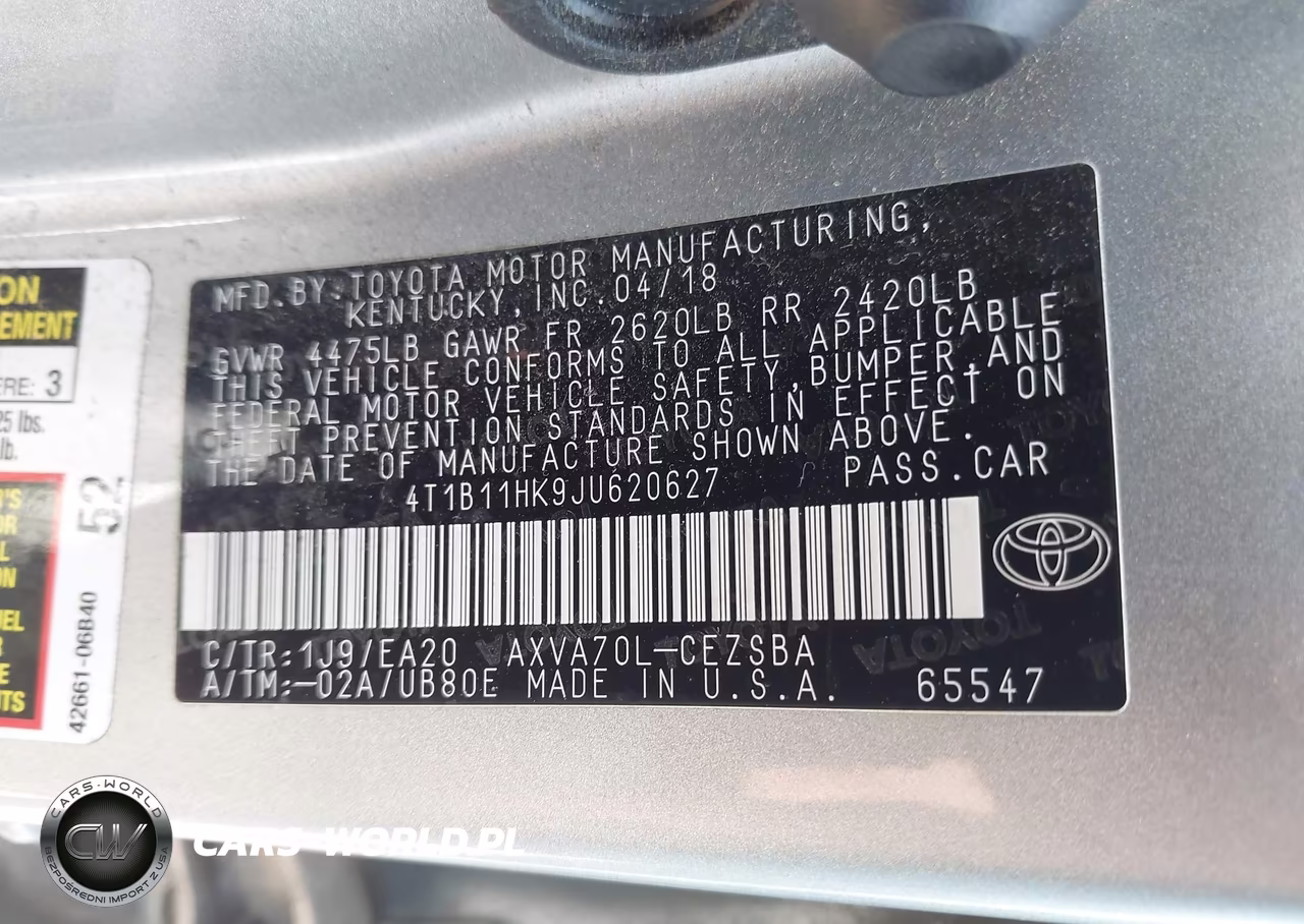 2018 Toyota Camry Se VIN:4T1B11HK9JU620627 - 9