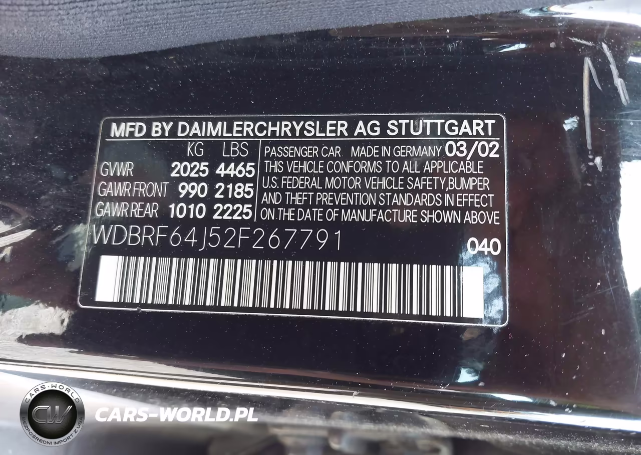 2002 Mercedes-Benz C 320 VIN:WDBRF64J52F267791 - 9