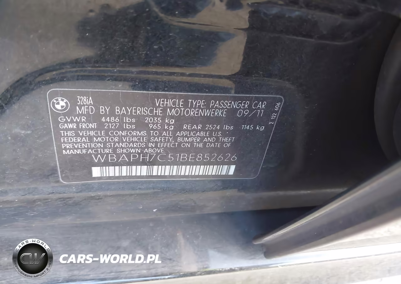 2011 BMW 328I VIN:WBAPH7C51BE852626 - 9