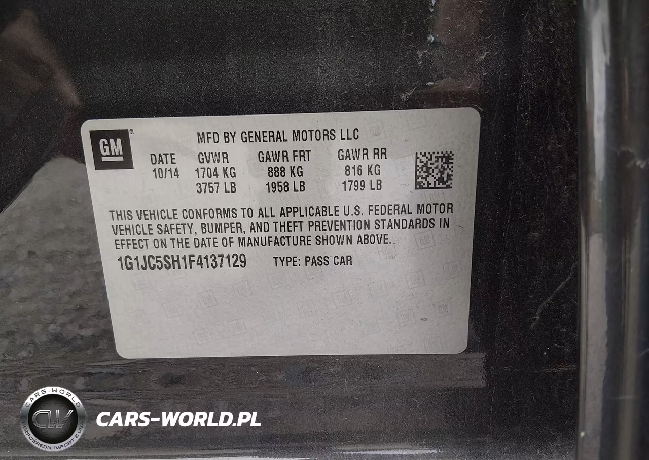 2015 Chevrolet Sonic Lt Auto VIN:1G1JC5SH1F4137129 - 9