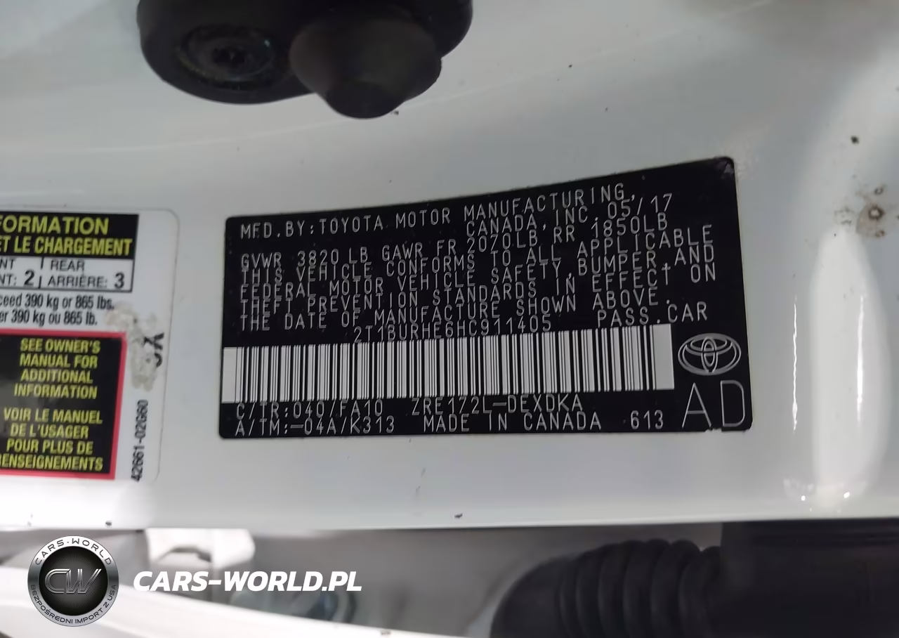 2017 Toyota Corolla L VIN:2T1BURHE6HC911405 - 9