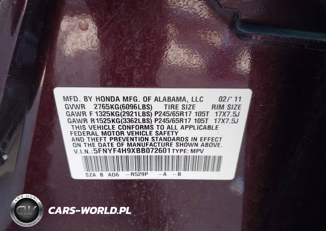 2011 Honda Pilot Touring VIN:5FNYF4H9XBB072601 - 9