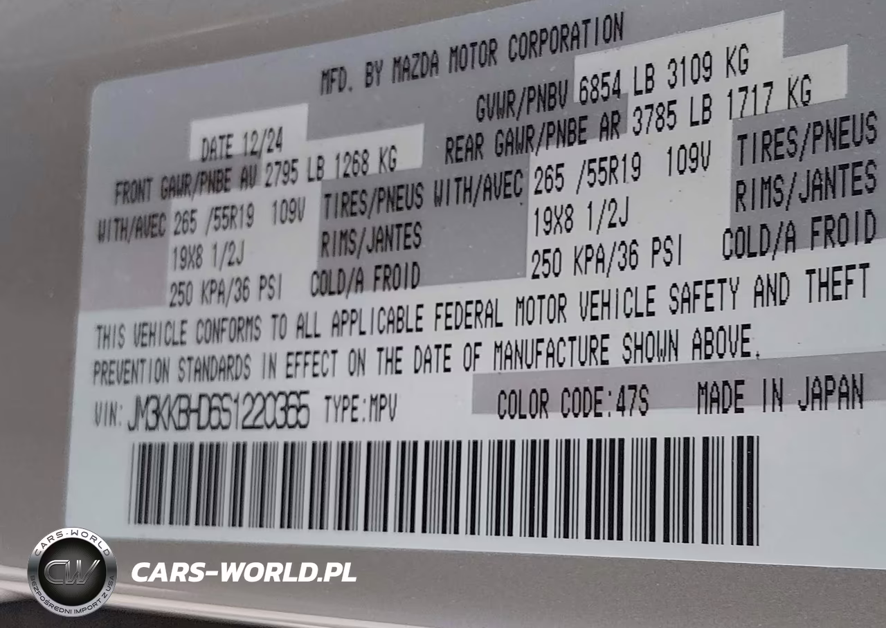 2025 Mazda Cx-90 3.3 Turbo Preferred Package VIN:JM3KKBHD6S1220365 - 9