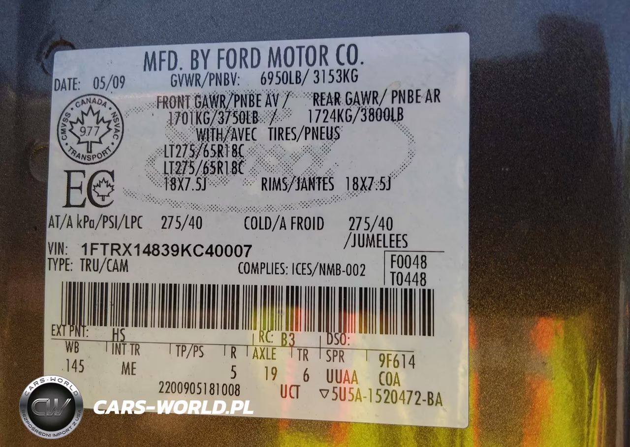 2009 Ford F-150 Xlt VIN:1FTRX14839KC40007 - 9