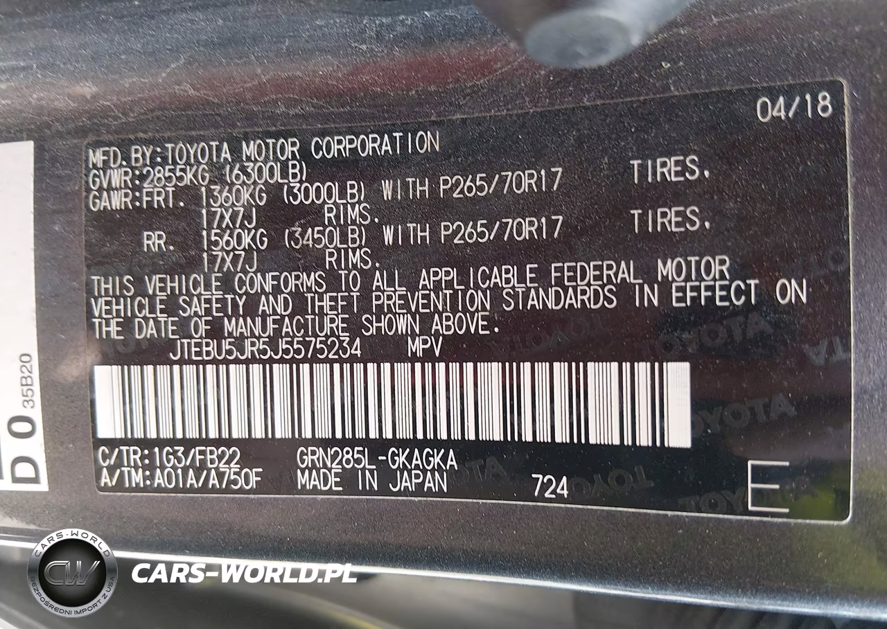 2018 Toyota 4Runner Sr5 VIN:JTEBU5JR5J5575234 - 9