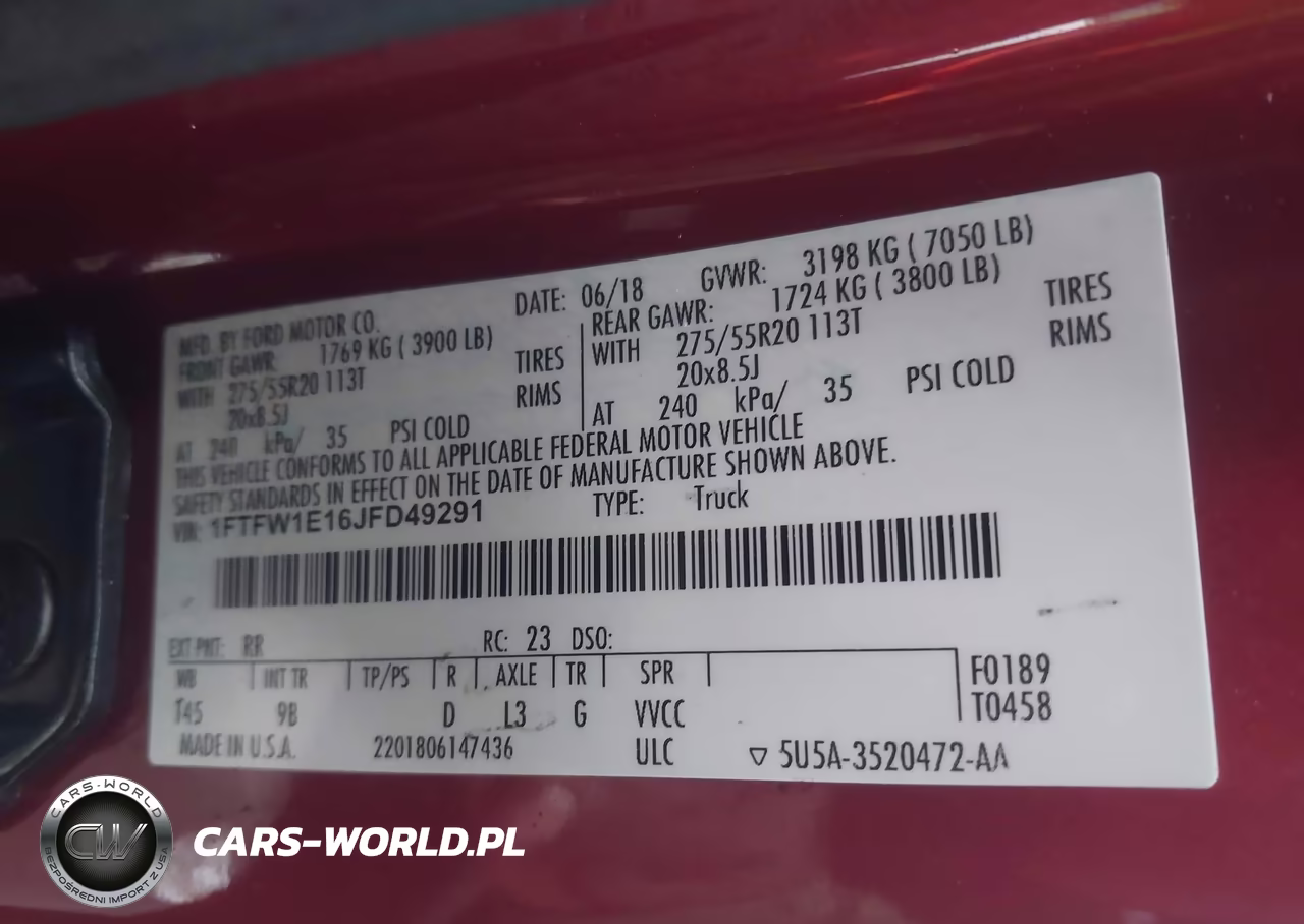 2018 Ford F-150 Platinum VIN:1FTFW1E16JFD49291 - 9
