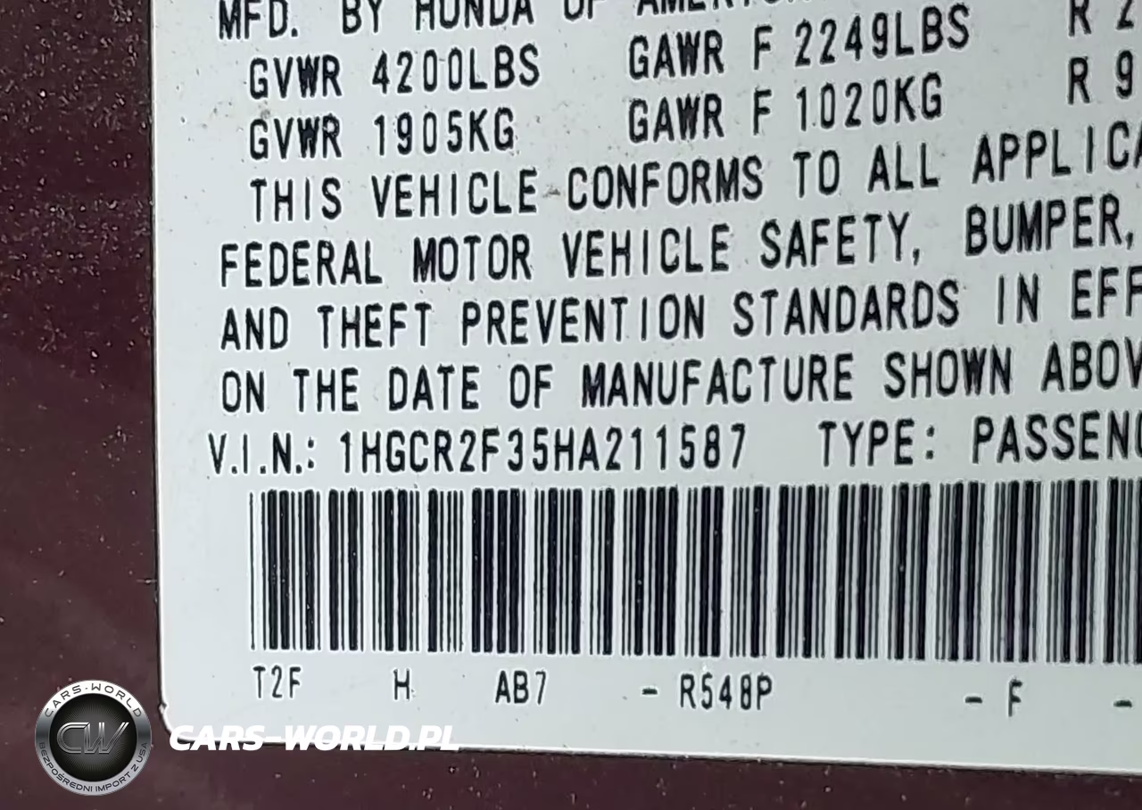 2017 Honda Accord Lx VIN:1HGCR2F35HA211587 - 9