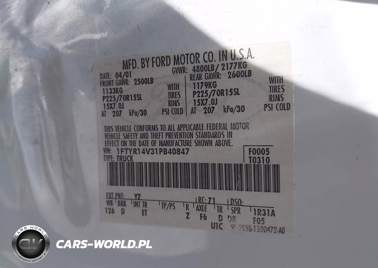 2001 Ford Ranger Edge-Xl-Xlt VIN:1FTYR14V31PB40847 - 9