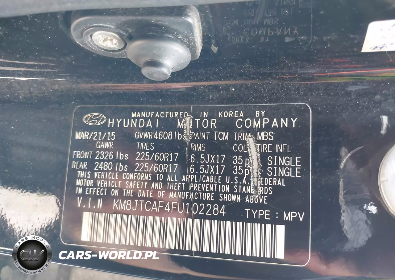 2015 Hyundai Tucson Gls VIN:KM8JTCAF4FU102284 - 9