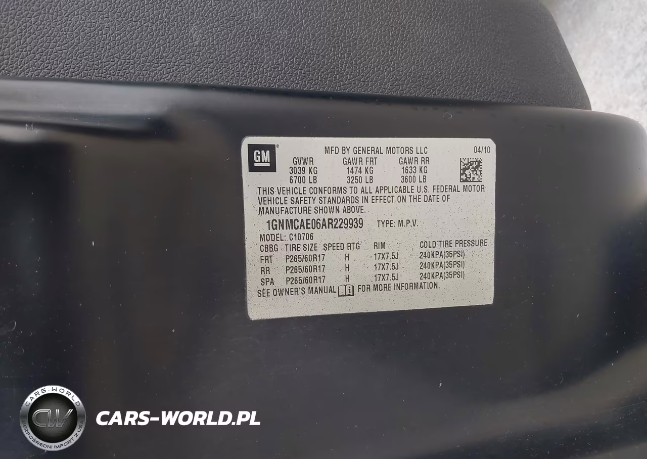 2010 Chevrolet Tahoe Ls VIN:1GNMCAE06AR229939 - 9