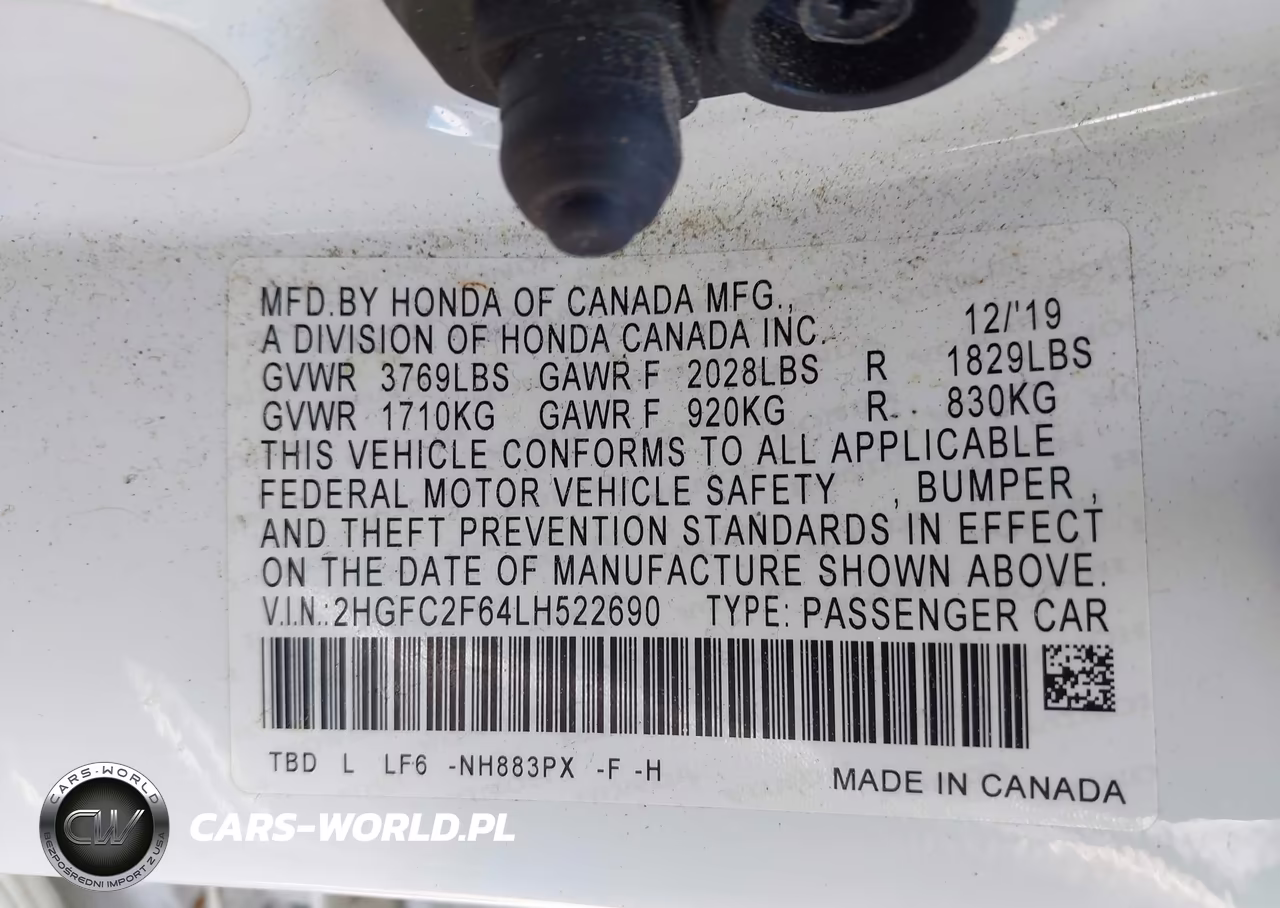 2020 Honda Civic Lx VIN:2HGFC2F64LH522690 - 9