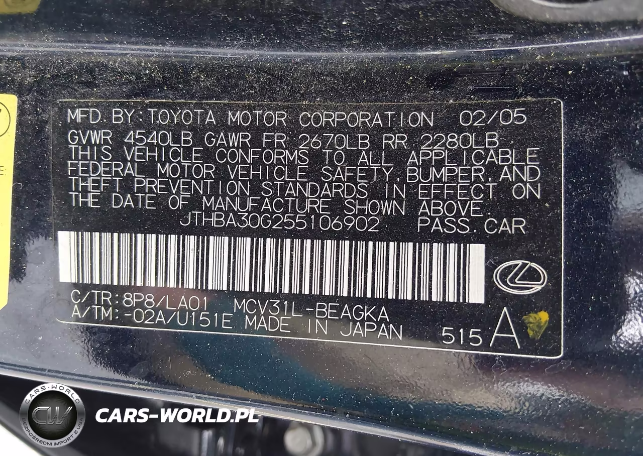 2005 Lexus Es 330 VIN:JTHBA30G255106902 - 9