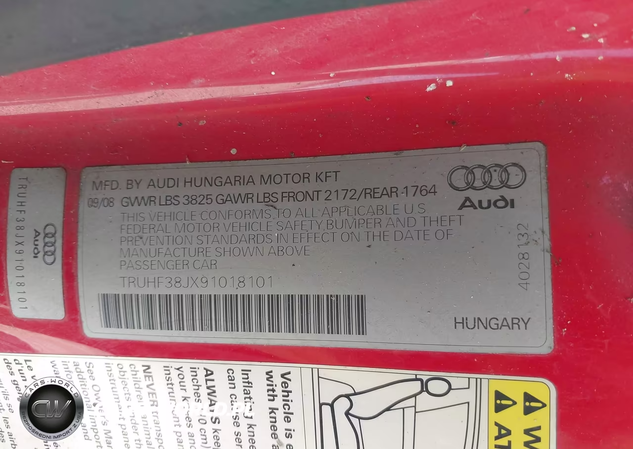 2009 Audi Tt 2.0T VIN:TRUHF38JX91018101 - 9