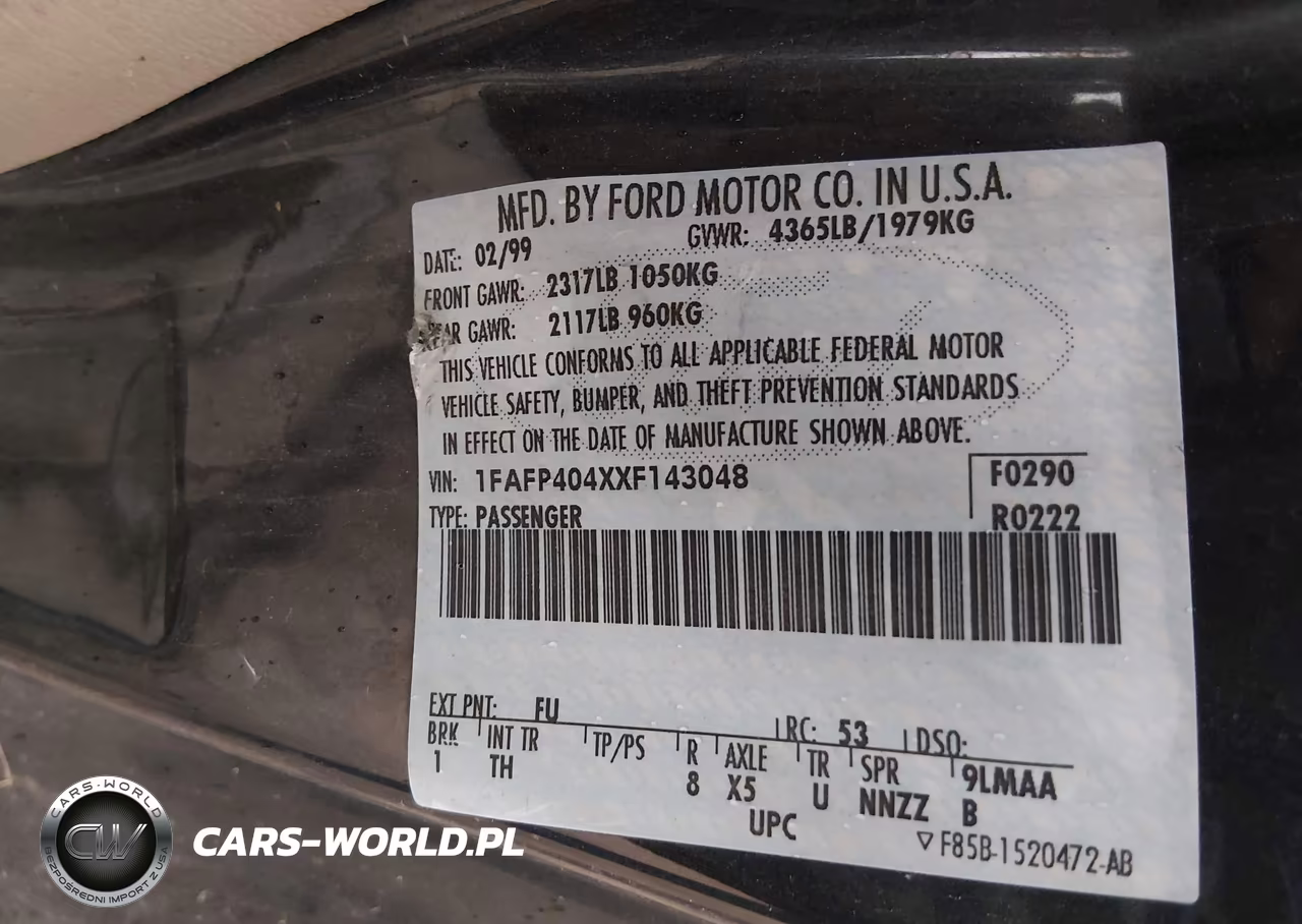 1999 Ford Mustang VIN:1FAFP404XXF143048 - 9