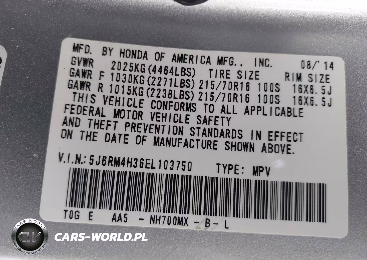2014 Honda Cr-V Lx VIN:5J6RM4H36EL103750 - 9