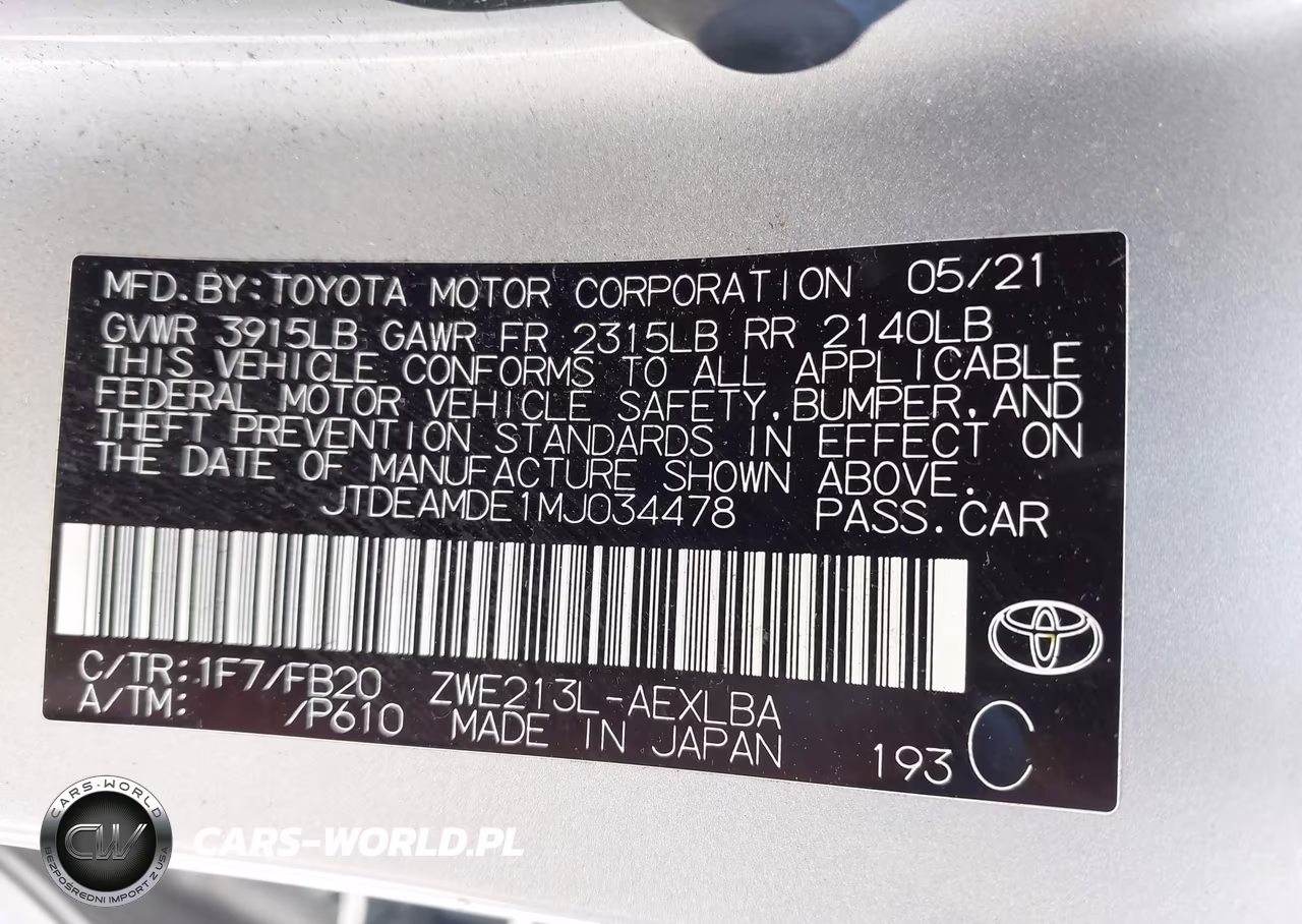 2021 Toyota Corolla Hybrid Le VIN:JTDEAMDE1MJ034478 - 9