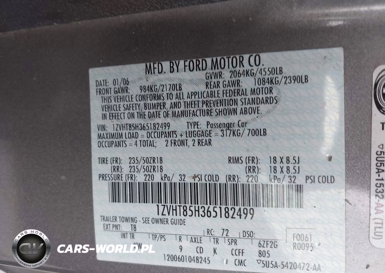 2006 Ford Mustang Gt VIN:1ZVHT85H365182499 - 9