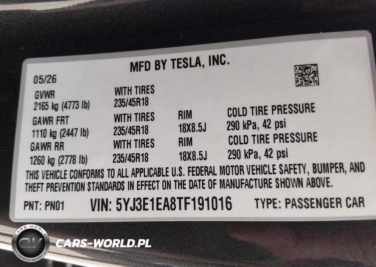 2026 Tesla Model 3 Premium Rear-Wheel Drive-Rear-Wheel Drive VIN:5YJ3E1EA8TF191016 - 9