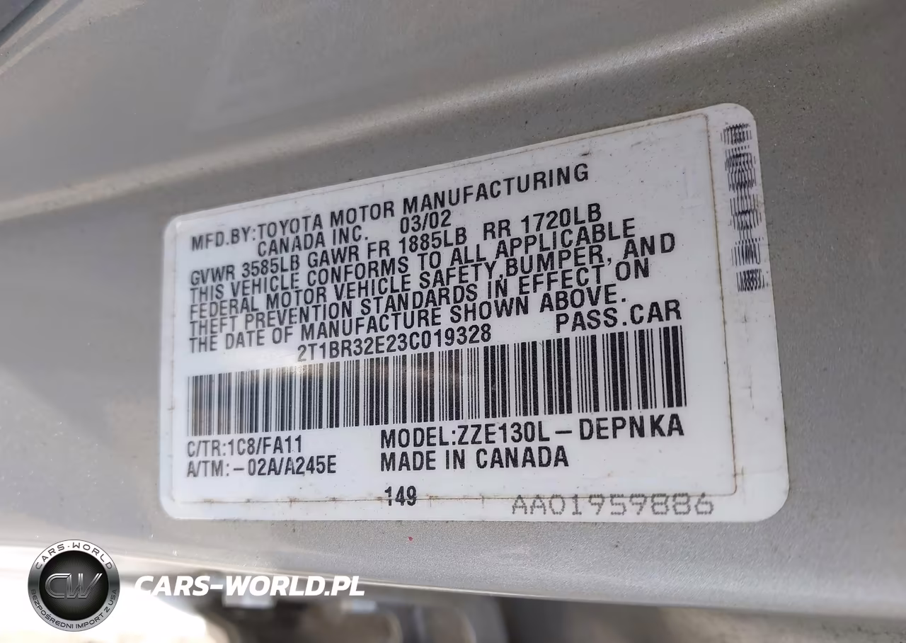 2003 Toyota Corolla Le VIN:2T1BR32E23C019328 - 8