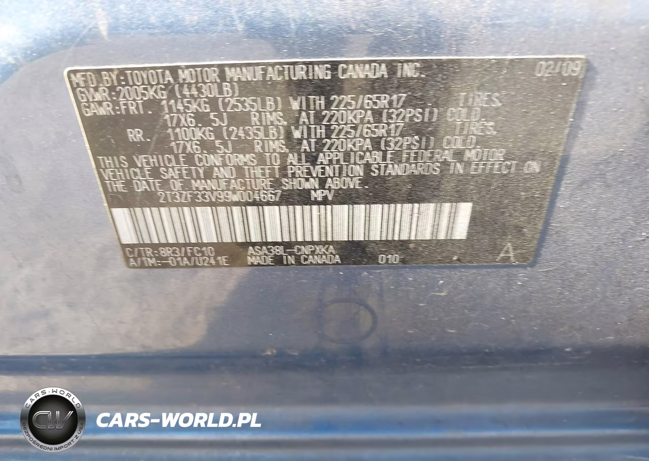 2009 Toyota Rav4 VIN:2T3ZF33V99W004667 - 9