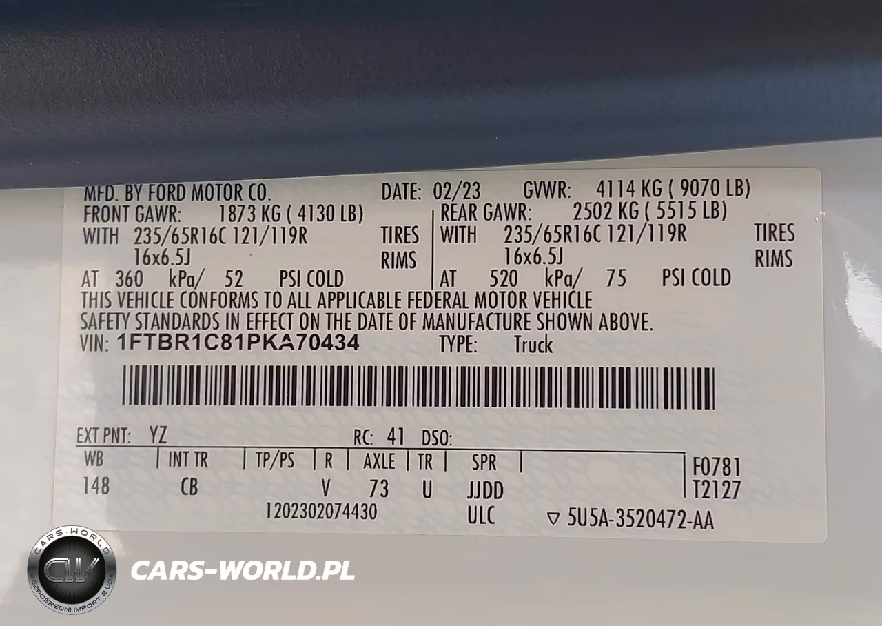 2023 Ford Transit T-250 VIN:1FTBR1C81PKA70434 - 9