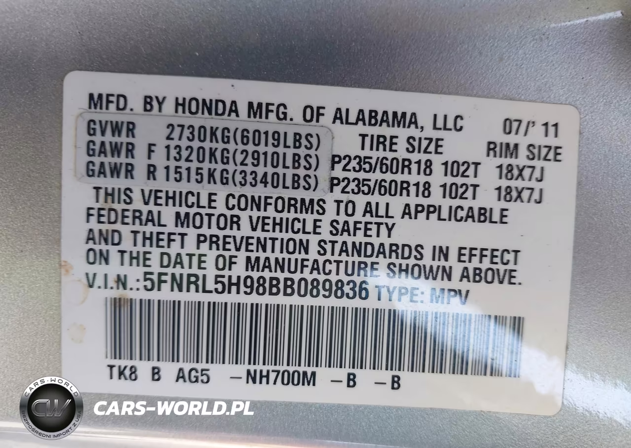 2011 Honda Odyssey Touring-Touring Elite VIN:5FNRL5H98BB089836 - 9