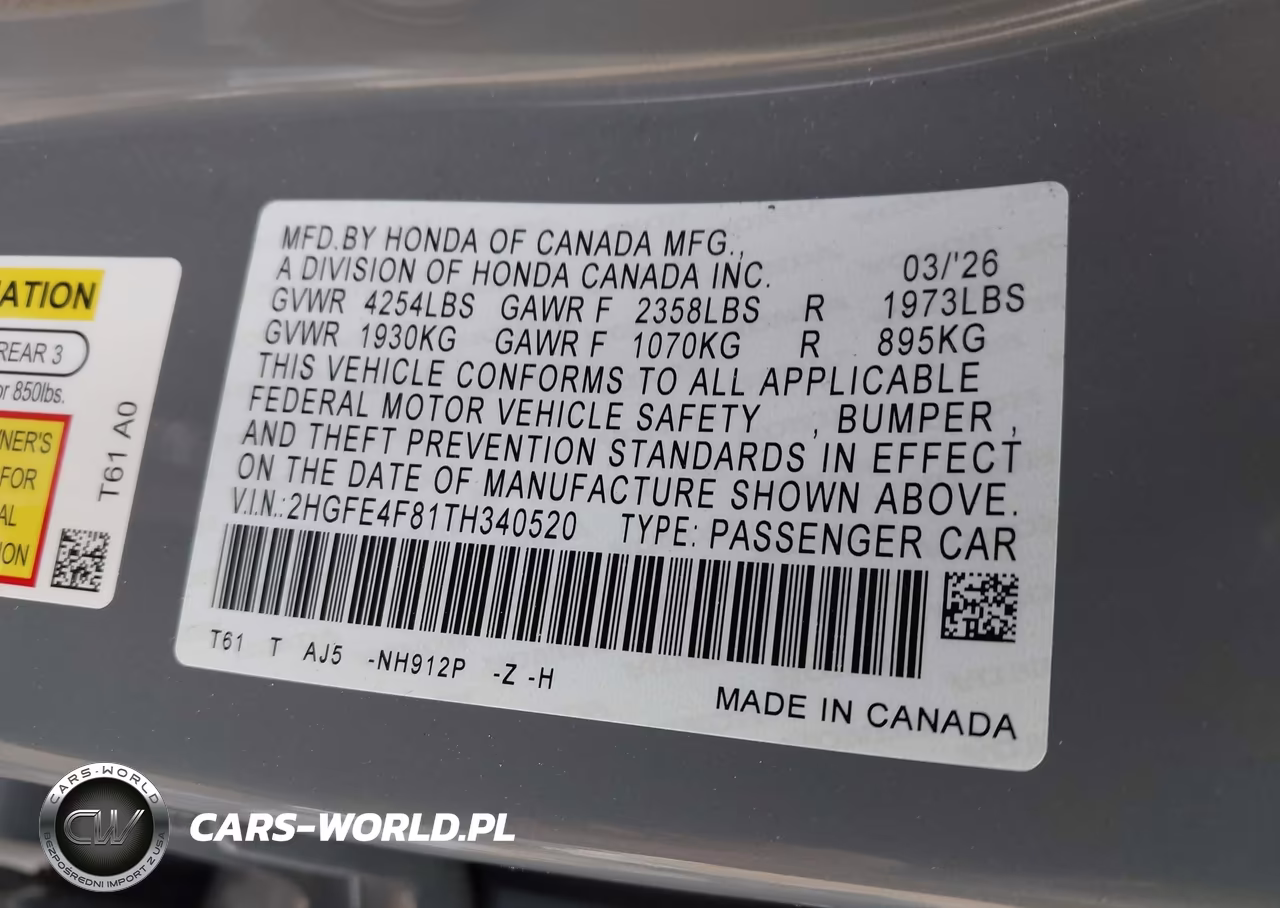 2026 Honda Civic Hybrid Sport-Sport Touring VIN:2HGFE4F81TH340520 - 9