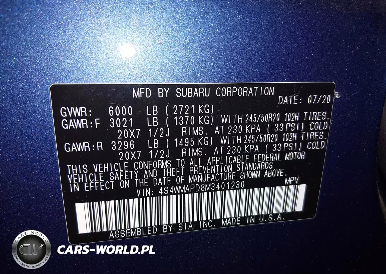 2021 Subaru Ascent Limited VIN:4S4WMAPD8M3401230 - 9