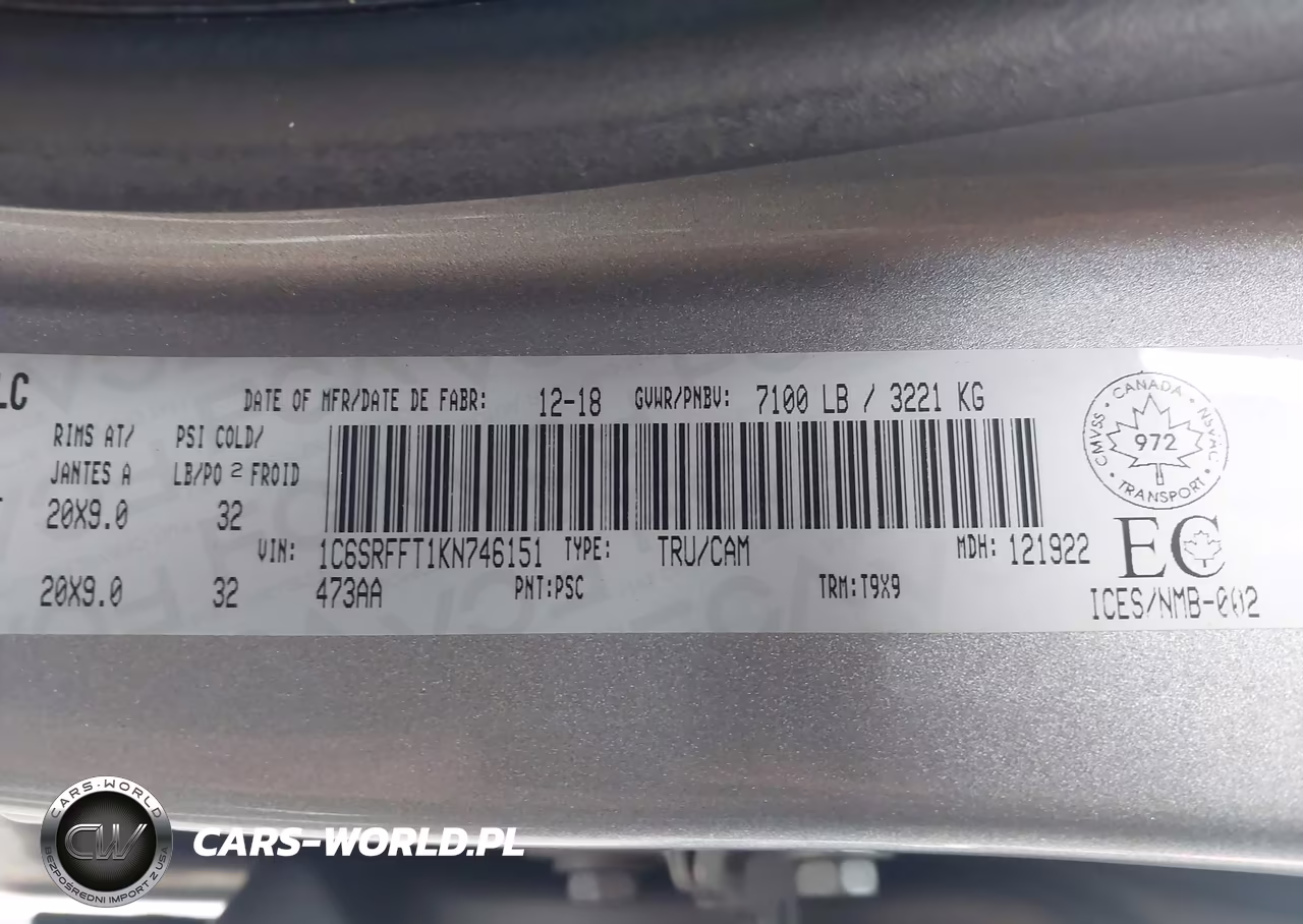 2019 Ram 1500 Big Horn VIN:1C6SRFFT1KN746151 - 9
