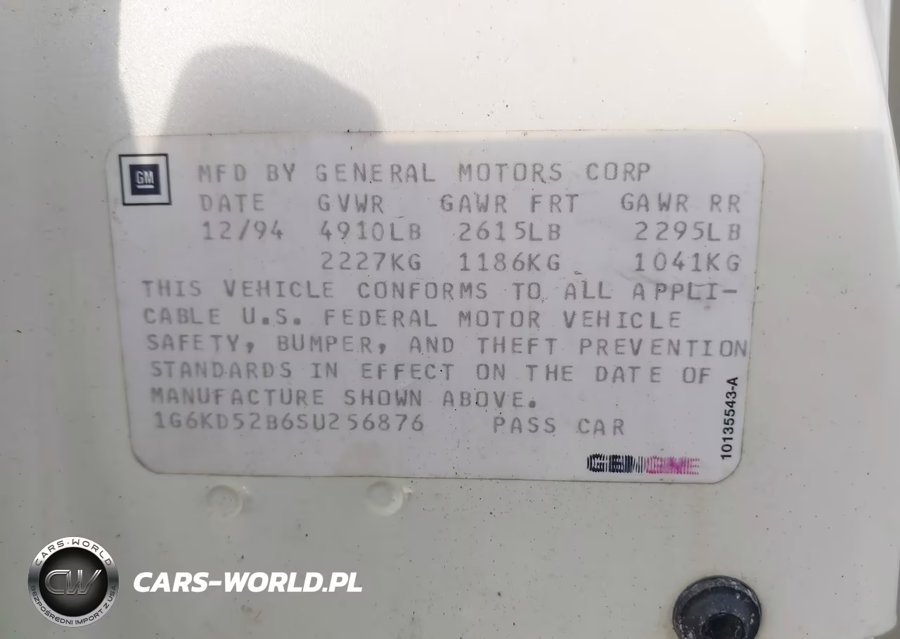1995 Cadillac Deville VIN:1G6KD52B6SU256876 - 9