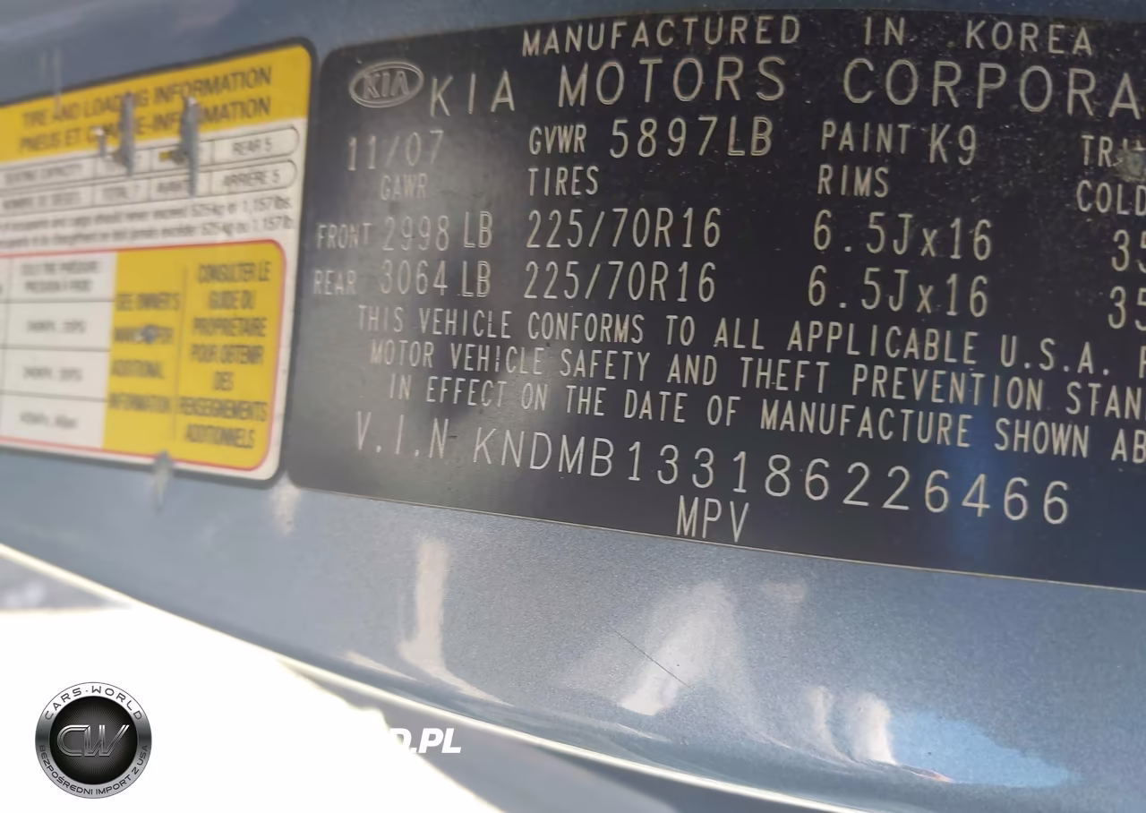 2008 Kia Sedona VIN:KNDMB133186226466 - 9