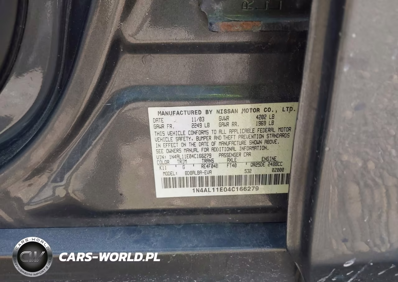 2004 Nissan Altima 2.5 S VIN:1N4AL11E04C166279 - 9