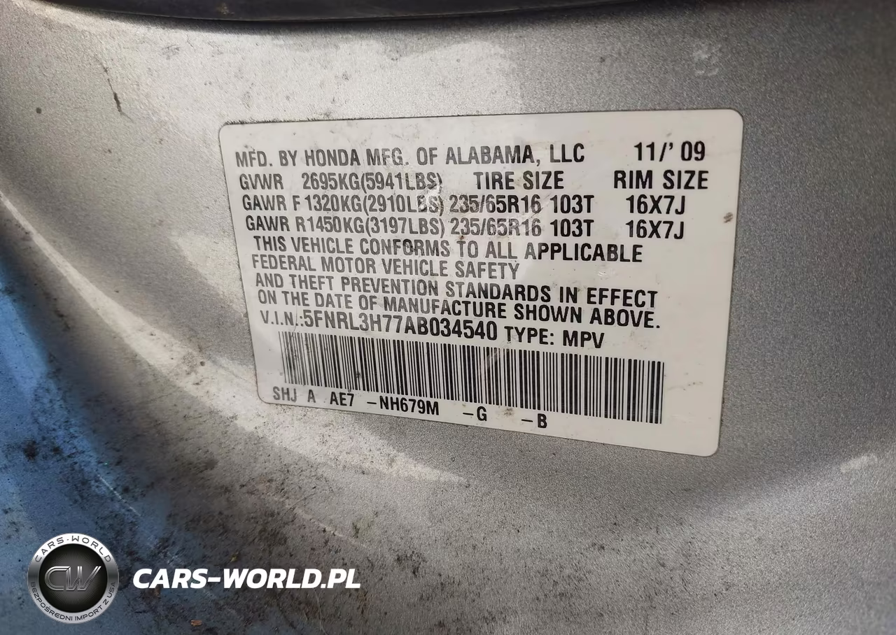 2010 Honda Odyssey Ex-L VIN:5FNRL3H77AB034540 - 9