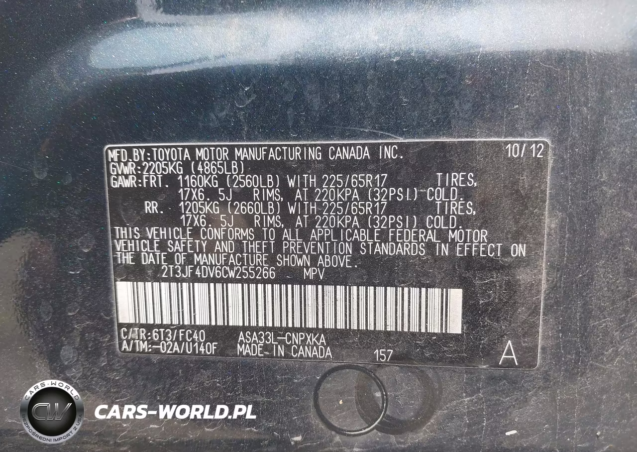 2012 Toyota Rav4 VIN:2T3JF4DV6CW255266 - 9