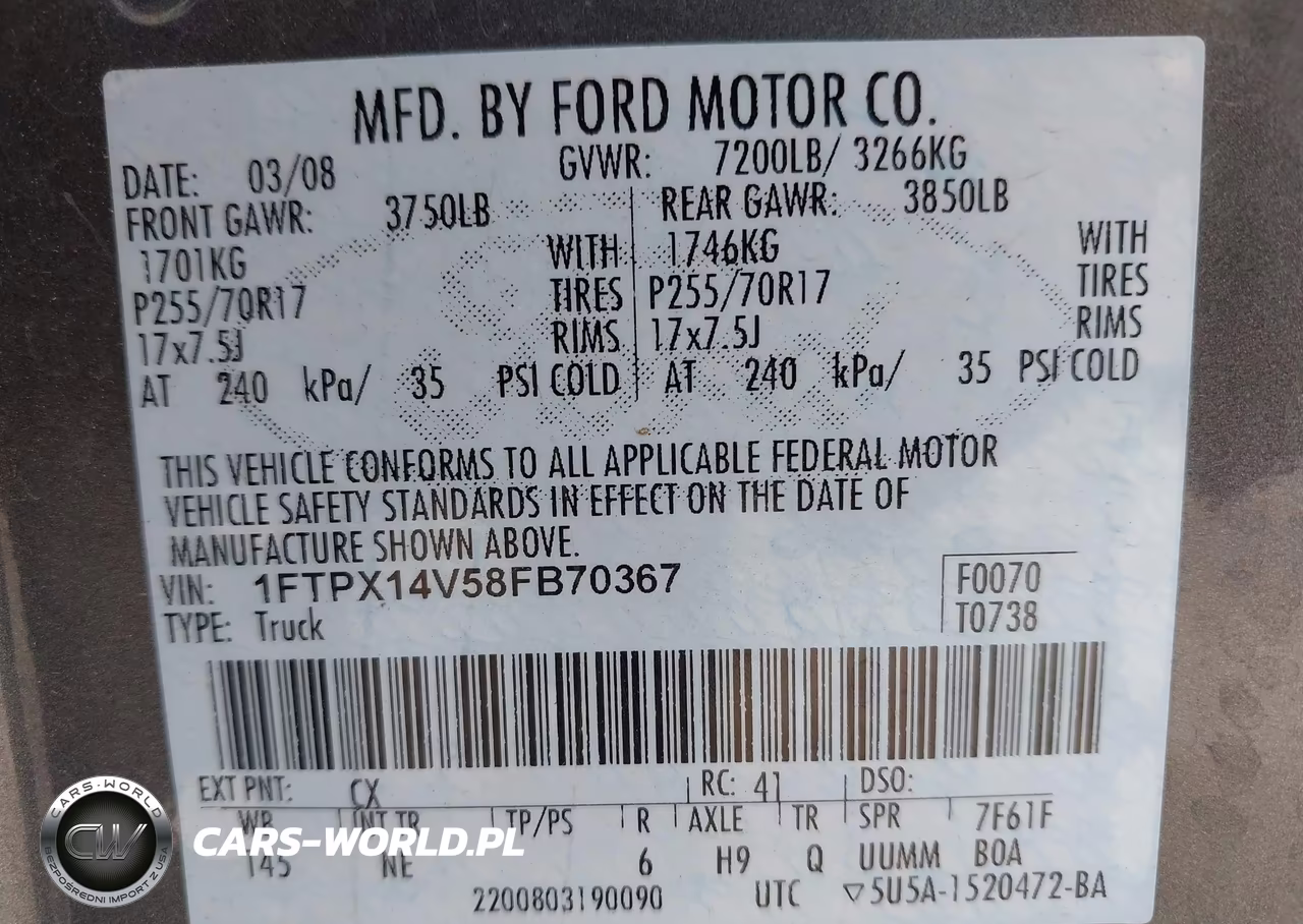 2008 Ford F-150 60Th Anniversary-Fx4-Lariat-Xl-Xlt VIN:1FTPX14V58FB70367 - 9